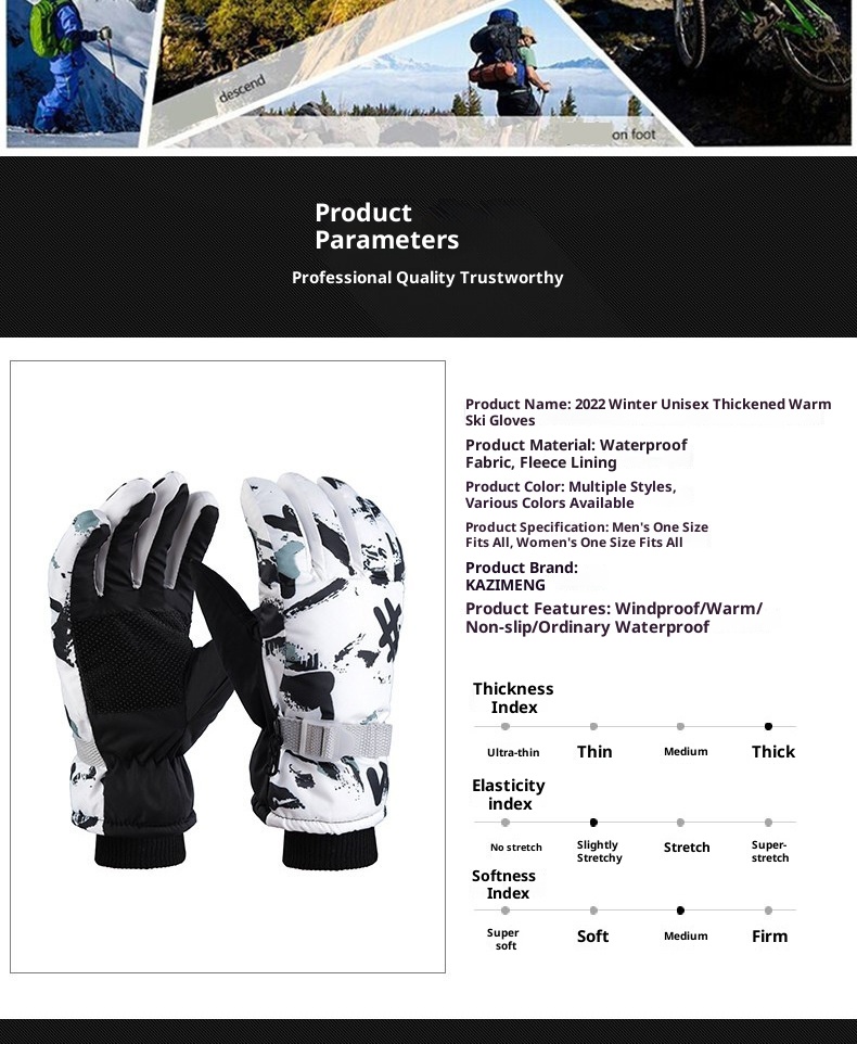 ActiveGo Winter Heren en Dames Koudebestendig Fleecegevoerd Verdikt Katoen Waterdicht Antislip Warm Fietsen Buiten Wit Graffiti_voghion.com