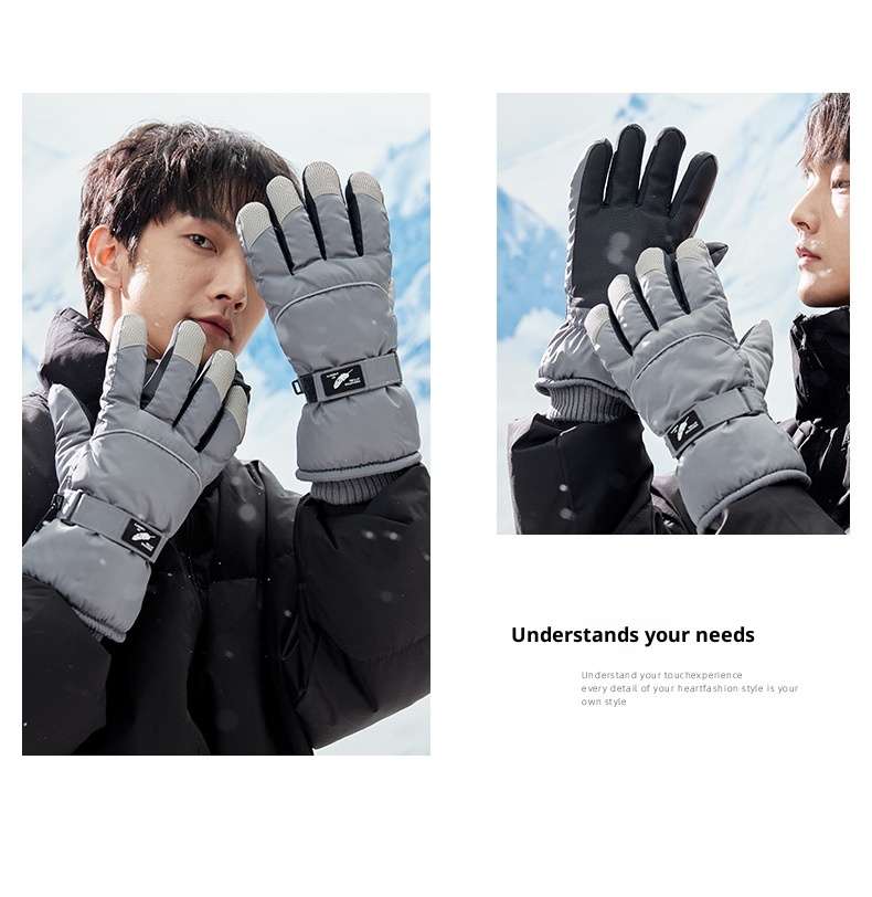 ActiveGo Herren Ski- und Radhandschuhe, kältebeständig, fleecegefüttert, dick und warm, aus Baumwolle, für Outdoor-Aktivitäten im Winter_voghion.com