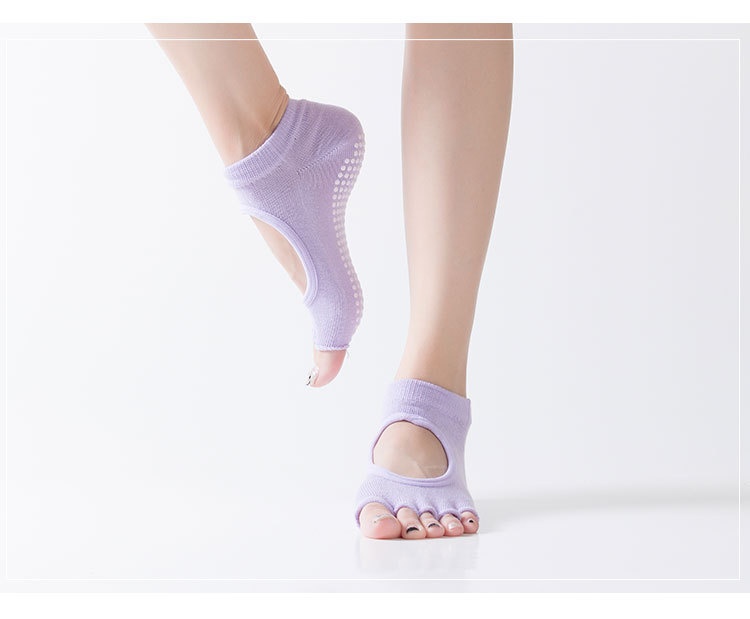 001 In Stock Direct Shipping Korean Hot Sale Open Back Yoga Five Toe Pointed Yogo Fitness Non-Slip Floor Socks_voghion.com