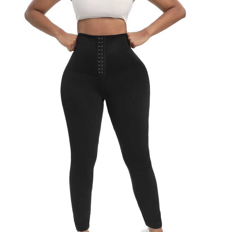 001 Neue, halbbeschichtete, figurformende Hose für Damen, Yogahose mit Saunaknöpfen, Jogginghose_voghion.com