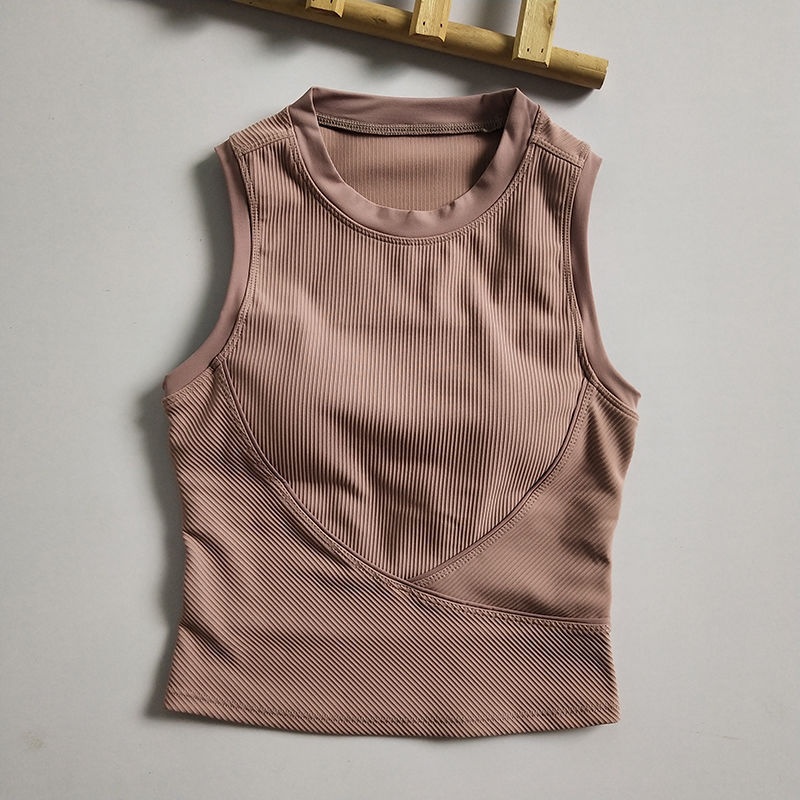 001 Camisole With Chest Pads Concealing Side Breast, Sports Vest For Women, Yoga Bra, Running Fitness Shirt, Sleeveless,_voghion.com