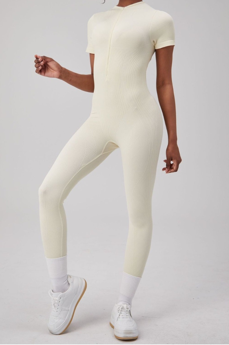001 European And American Style Zipper One-Piece For Women, Cross-Border Running Sports Fitness Quick-Dry Breathable Shaping_voghion.com