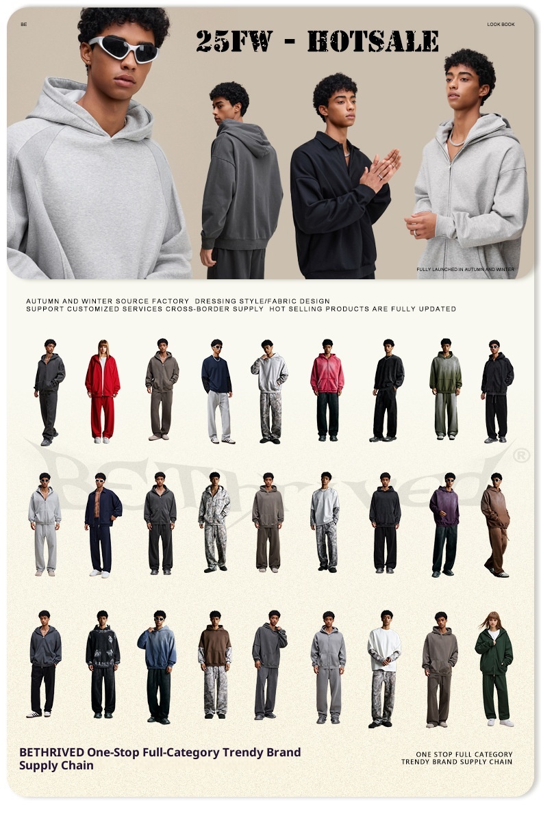 ActiveGo ActiveGo BE Clothing|2025 European And American Trendy Brand Rro Heavy Wax-Dyed Zipper Hoodie Cardigan Men's Fleece Couple_voghion.com