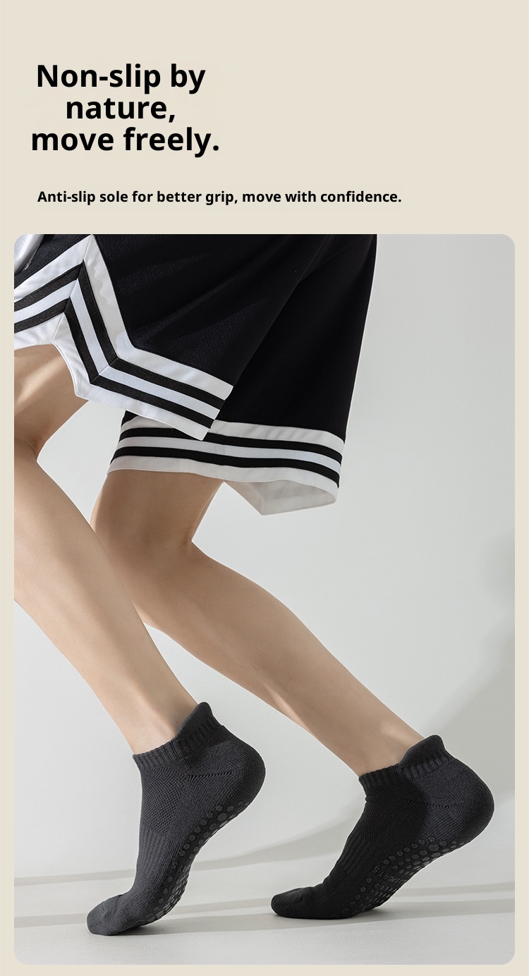 001 90% Yoga Herren Professionelle Anti-Rutsch Pilates Nahtlose Fitness Laufsocken aus reiner Baumwolle_voghion.com