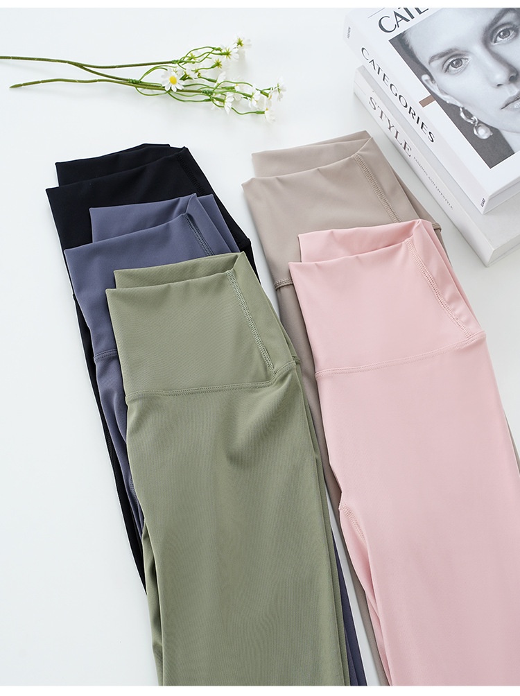 Legging de yoga Lulu Style couleur crème pour femme, effet seconde peau, taille haute, effet push-up, vêtement de sport moulant, sous-vêtement technique, séchage rapide_voghion.com