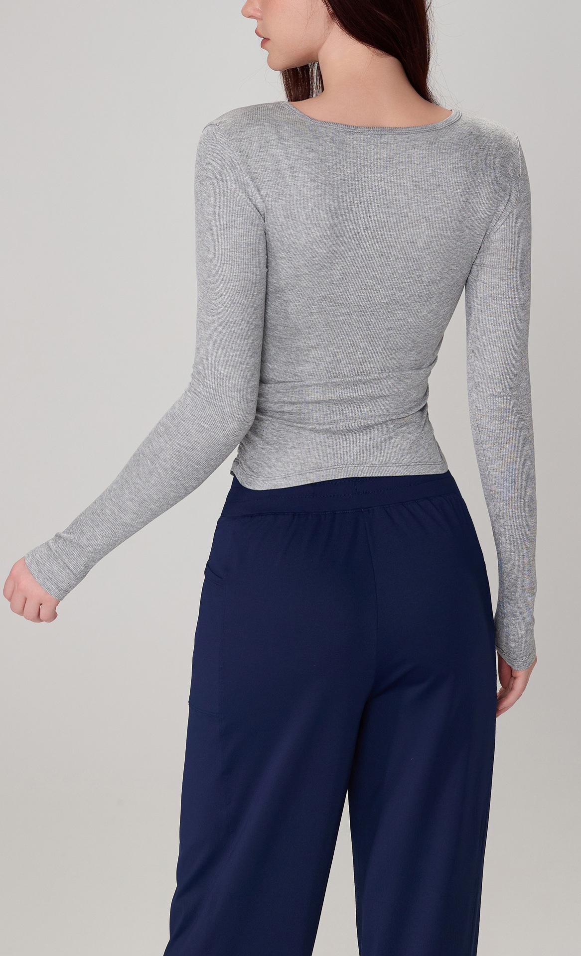 001 Premium-Damenbekleidung, gerippter Modal-Strandüberwurf für den Herbst, Pilates-Trainings-Langarm-Sporttop mit lockerer Passform, locker geschnitten_voghion.com