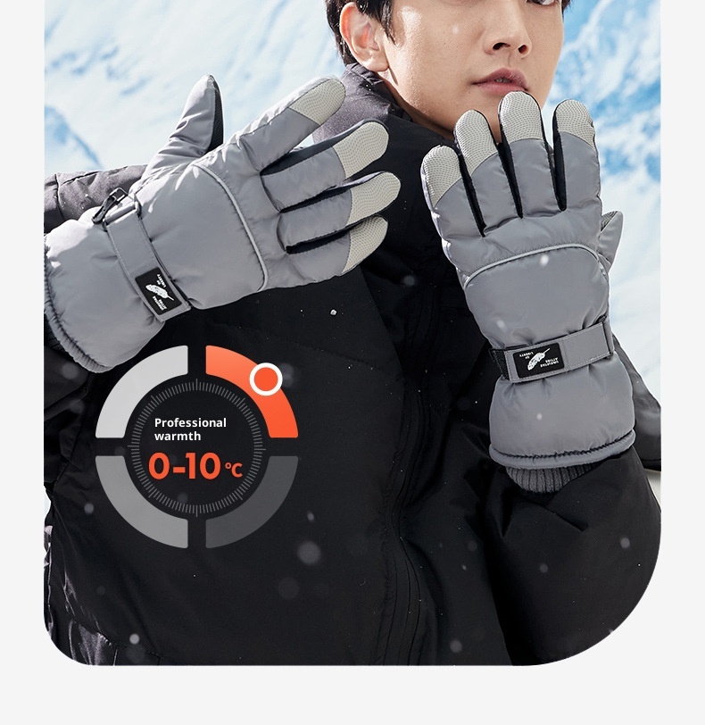 ActiveGo Herren Ski- und Radhandschuhe, kältebeständig, fleecegefüttert, dick und warm, aus Baumwolle, für Outdoor-Aktivitäten im Winter_voghion.com