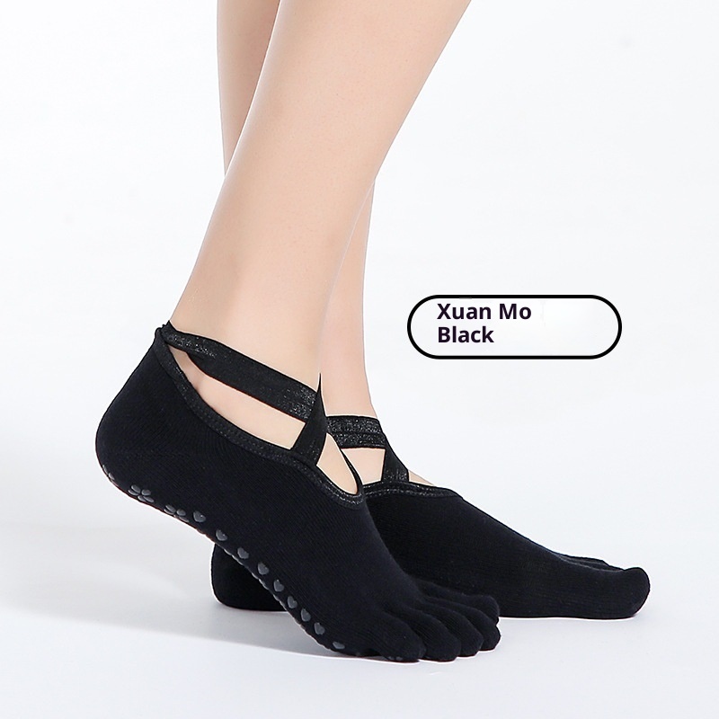 001 Großhandel Neue Zehenkreuzsocken für Damen, rutschfest, Sport, Yoga, einfarbig, offene Rückseite, Fünf-Zehen-Socken_voghion.com