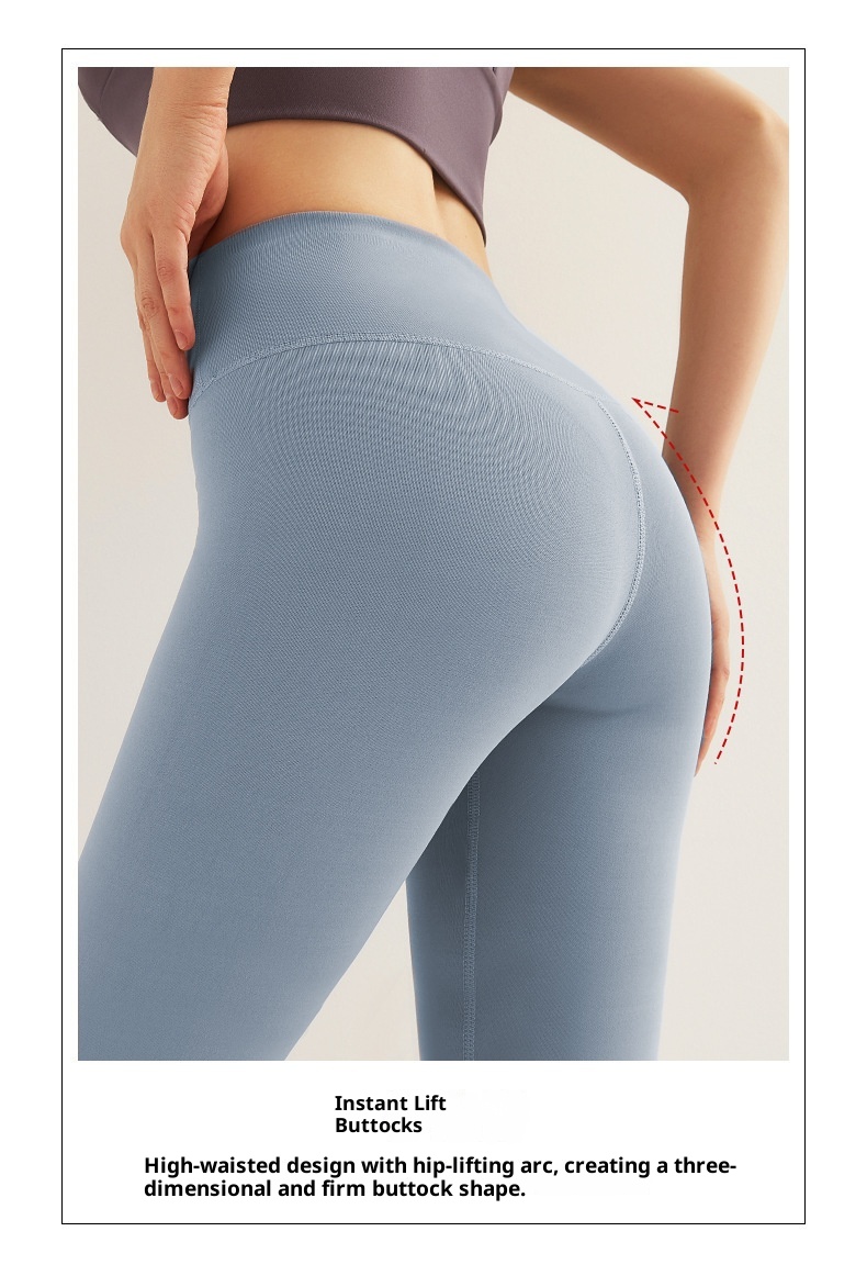 001 2025 New No Embarrassing Line Peach Hip Lift Tight High Waist Tummy Control Sports Naked Feel Yoga Pants For Women_voghion.com