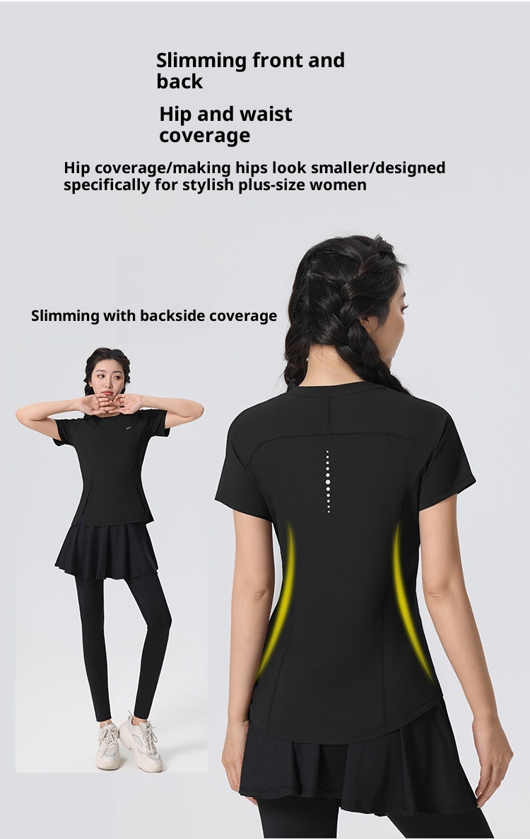 001 2025 Nuovo Yoga Pilates Training Wear Mattina Asciugatura Rapida Fitness Sport Magliette a Maniche Corte Donna_voghion.com