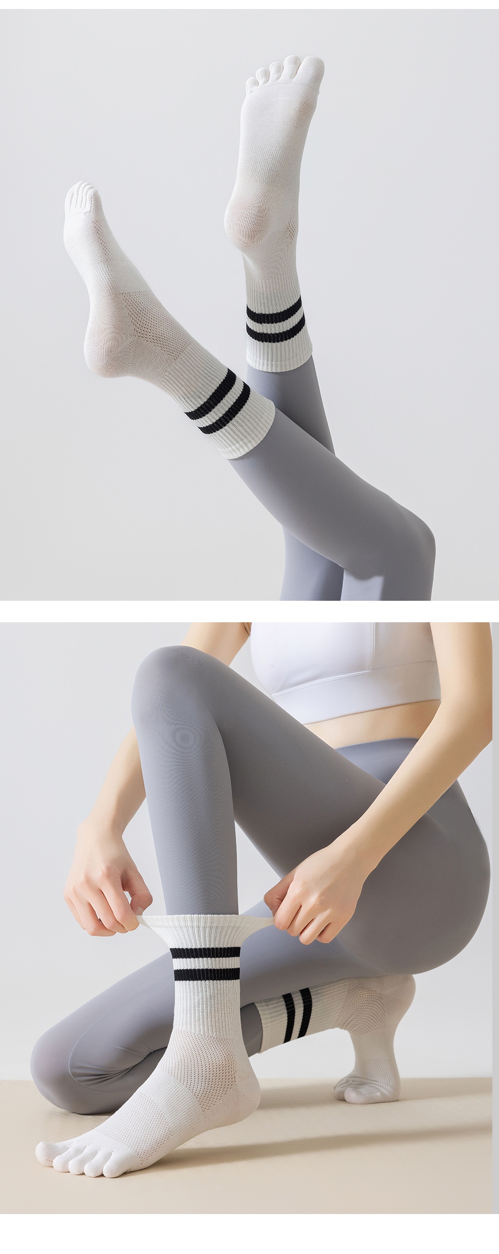 001 Yoga For Women, Sweat-Absorbent, Breathable, Finger-Separated High Elasticity, Mesh Five-Toe Socks, Non-Slip Fitness_voghion.com
