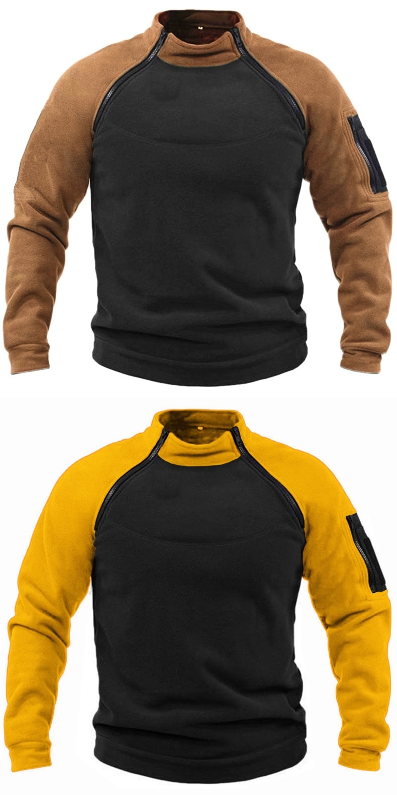 ActiveGo ActiveGo Fabricant transfrontalier européen-américain Sweat-shirt à col montant Printemps et automne Coupe ample à double manches Color Block_voghion.com