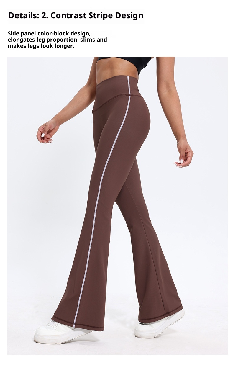 Pantalon de yoga taille haute pour femme, effet push-up, idéal pour le fitness, la course à pied et l'entraînement en extérieur. Coupe évasée et amincissante._voghion.com
