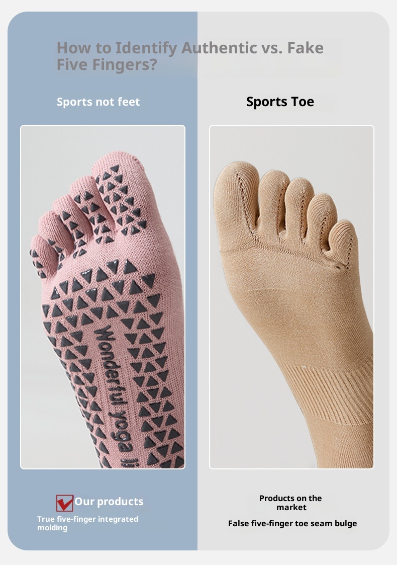 Chaussettes de yoga professionnelles à cinq orteils pour femmes, antidérapantes, idéales pour la danse, le pilates et le bateau._voghion.com