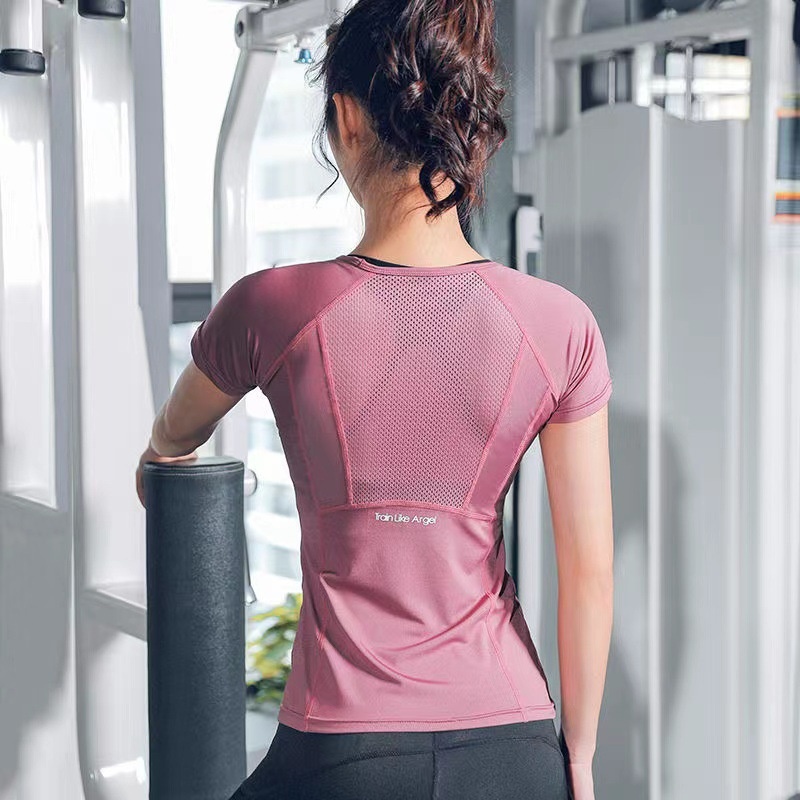 Camiseta de mujer 001, transpirable y de secado rápido, corte ajustado, ideal para entrenamiento físico, correr y yoga._voghion.com