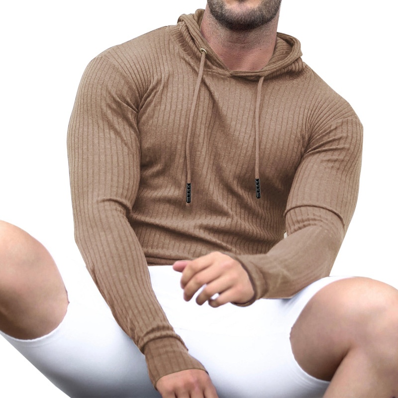 ActiveGo ActiveGo Cross-Border Muscle Fitness Europäischer und amerikanischer Herren-Sportpullover mit langen Ärmeln, schmaler Passform, Kapuze, ideal für Outdoor-Laufen, mit Kapuze_voghion.com