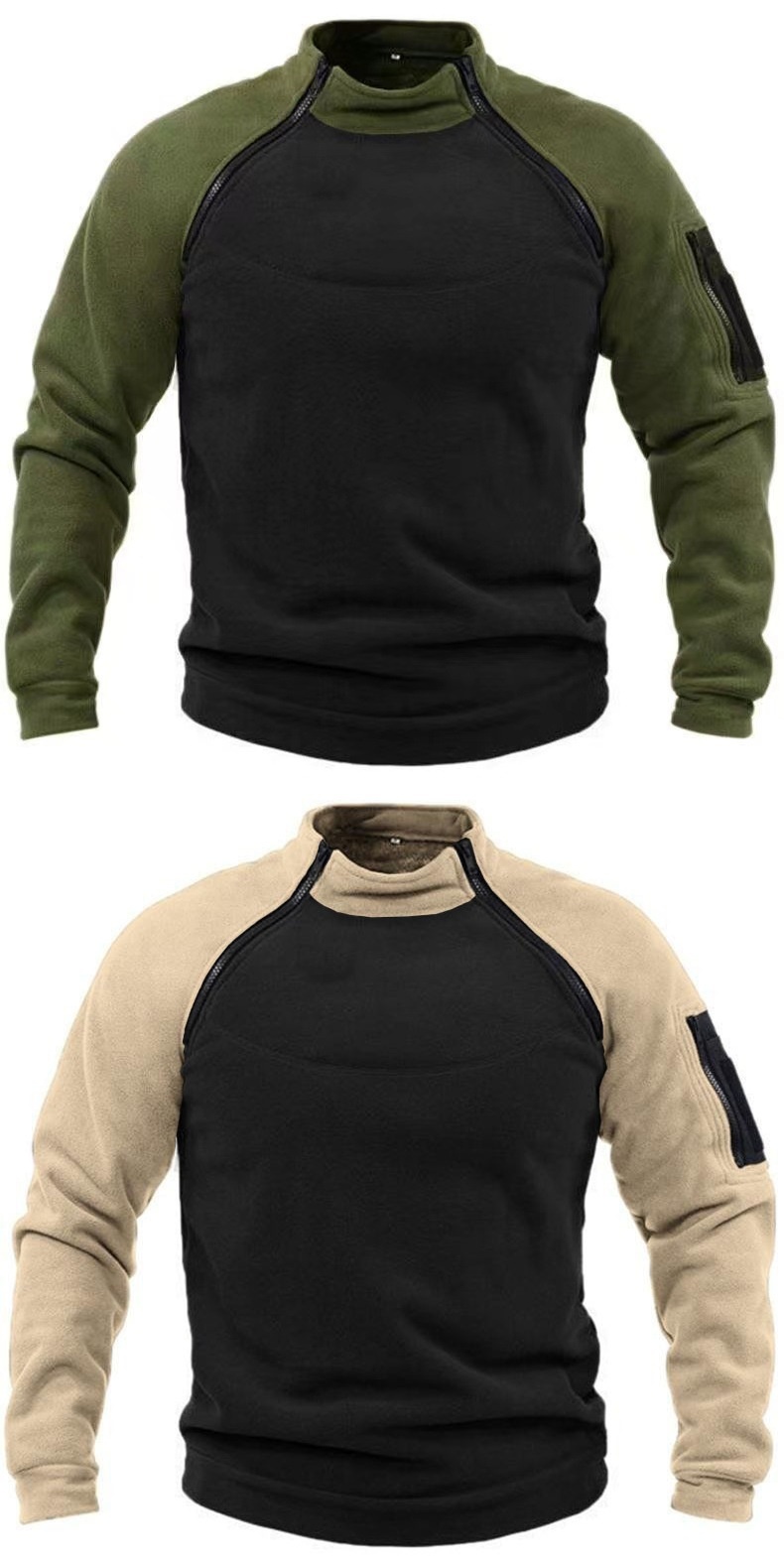 ActiveGo ActiveGo Fabricant transfrontalier européen-américain Sweat-shirt à col montant Printemps et automne Coupe ample à double manches Color Block_voghion.com