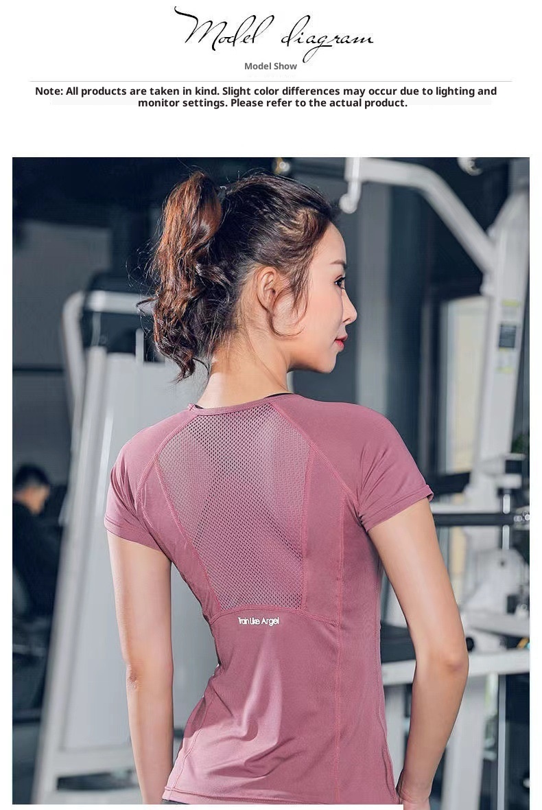 Camiseta de mujer 001, transpirable y de secado rápido, corte ajustado, ideal para entrenamiento físico, correr y yoga._voghion.com
