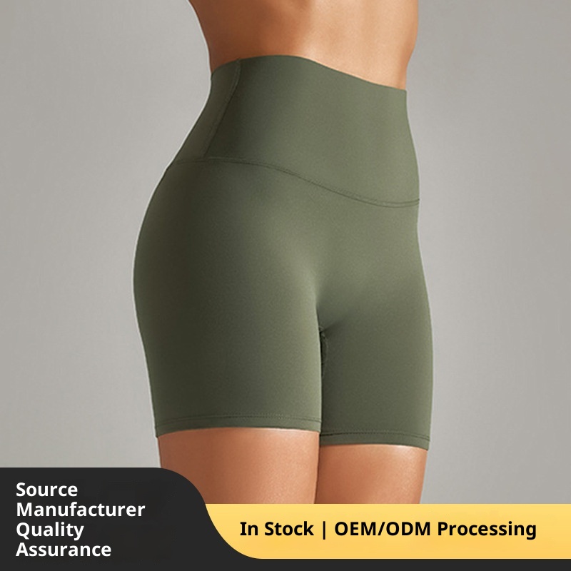 001 En stock, vente directe en gros, effet seconde peau, pantalon de yoga moulant trois-quarts, taille haute, effet pêche, double face brossé, coupe slim, effet pêche._voghion.com