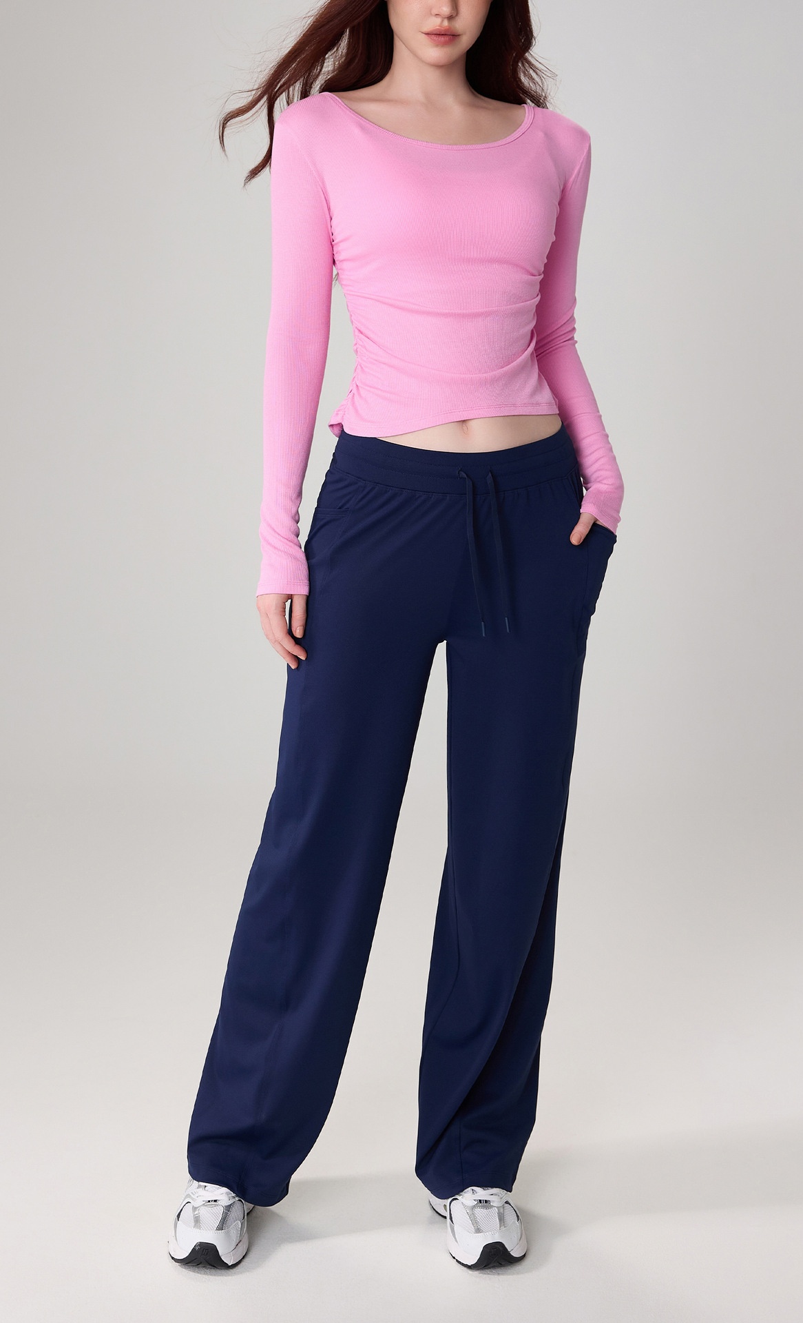 001 Premium-Damenbekleidung, gerippter Modal-Strandüberwurf für den Herbst, Pilates-Trainings-Langarm-Sporttop mit lockerer Passform, locker geschnitten_voghion.com