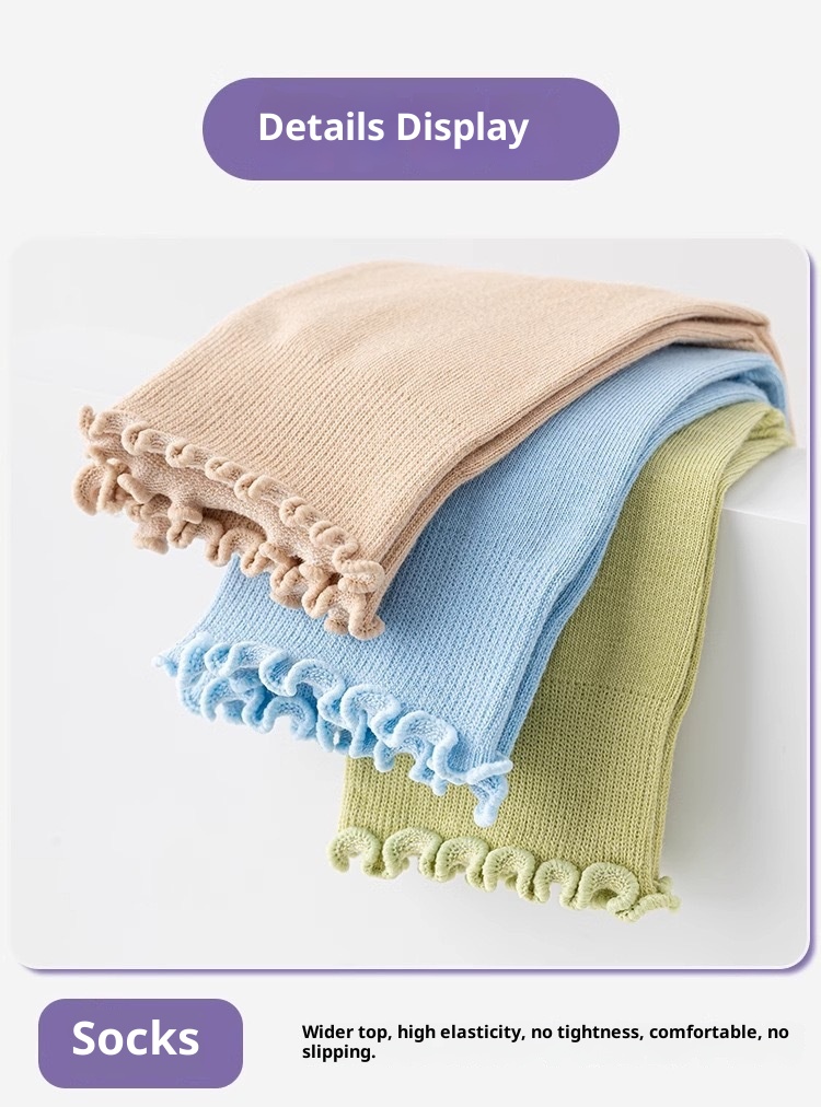 001 Spring Summer Yoga Mid-Calf Seamless Ruffled Edge Sports Non-Slip Running Pilates Thin Shock-Absorbing Fitness Socks_voghion.com