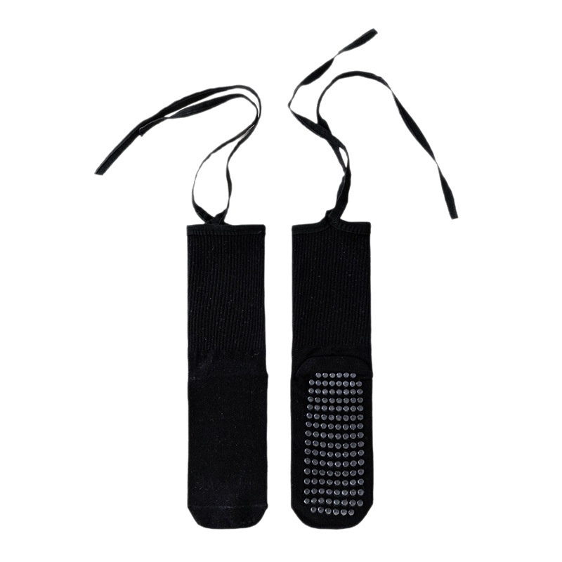 001 Calzini sportivi da yoga con lacci della serie Dopamine Color con suola antiscivolo per Pilates e danza indoor, a metà polpaccio_voghion.com