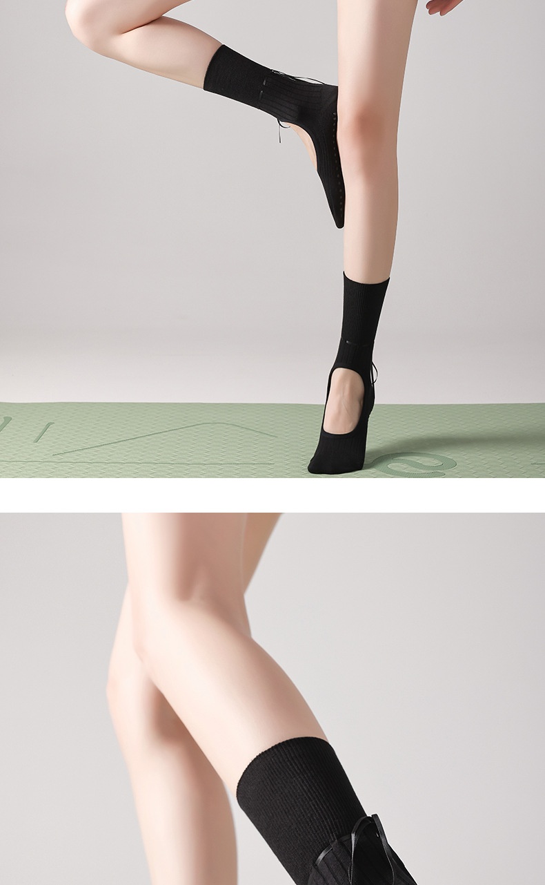 001 Video Album Parameters Yoga Ballet Pilates Special Socks Non-Slip Open Toe Miu Style Ribbon_voghion.com