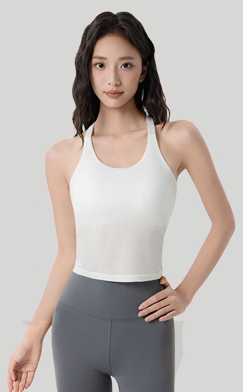 001 Yoga Suit For Women, High-End Layered Two-Piece Set, Breathable Long-Sleeve Top, Pilates Sports Vest With Chest Pads_voghion.com