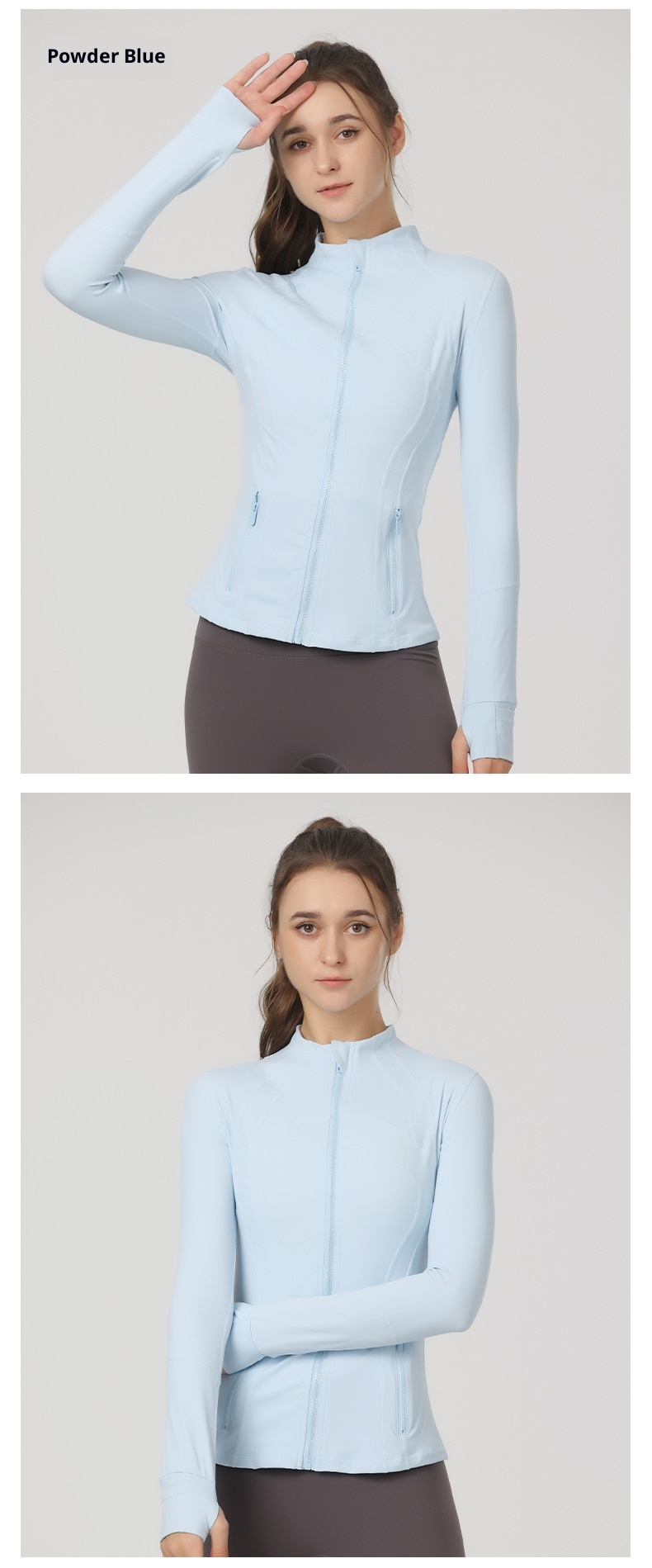 001 Lu Spring Summer Skin-Friendly Double-Sided Brushed Elastic Defi Top Sports Slim Fit Stand Collar Jacket Yoga Wear Coat_voghion.com