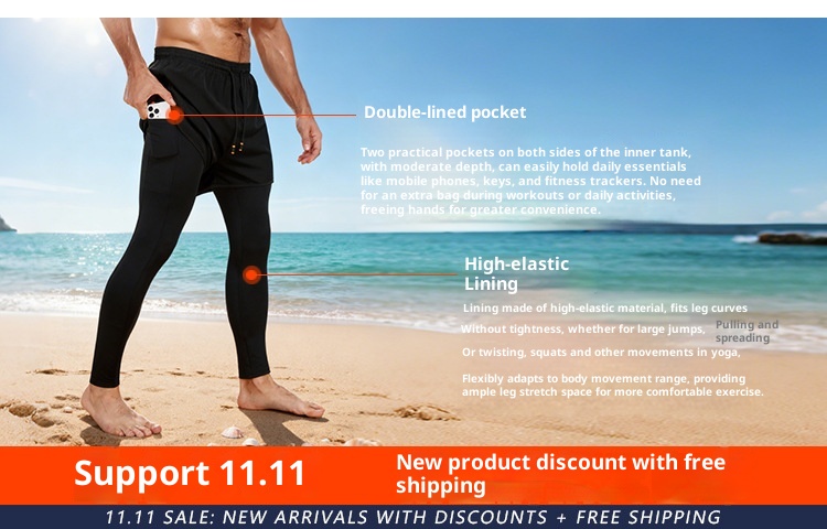 001 Men's Shark Running Tight Yoga Marathon Compression Waist Track And Field High Elastic Pants_voghion.com