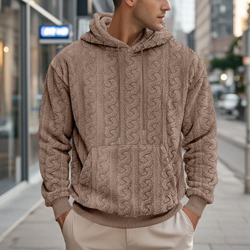 ActiveGo ActiveGo Cross-Border European And American Outdoor Autumn Winter New Men's Hooded Jacquard Teddy Fleece Sports Casual_voghion.com