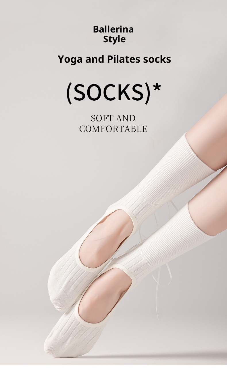 001 Video Album Parameters Yoga Ballet Pilates Special Socks Non-Slip Open Toe Miu Style Ribbon_voghion.com