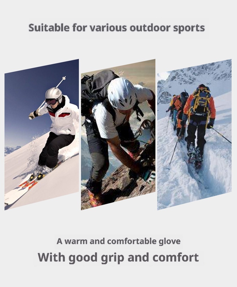 ActiveGo Women's Ski Winter New Fleece-Lined Thickened Reflective Outdoor Sports Riding Warm Windproof Cold-Proof Gloves_voghion.com
