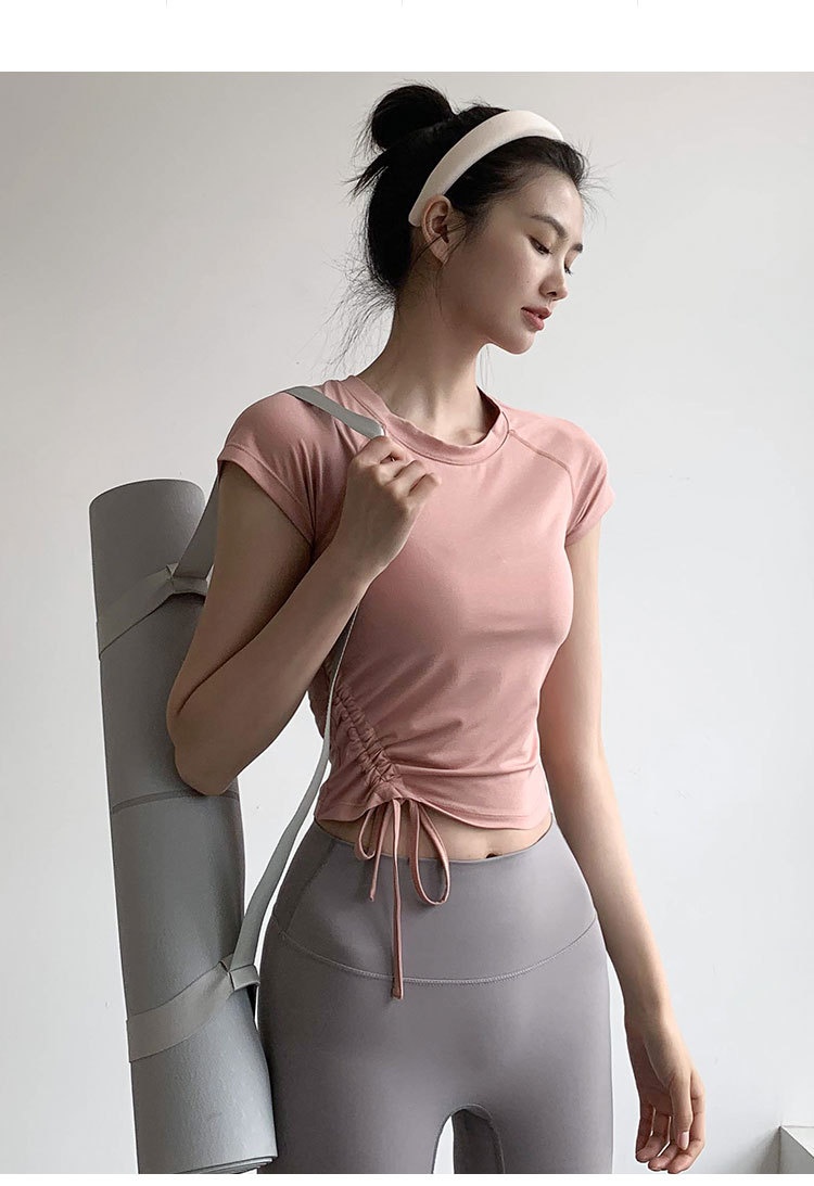 001 Short Sleeve Fitness Shirt Breathable Quick-Dry Sports Top For Women Summer New Running Pilates Training Yoga T-Shirt_voghion.com