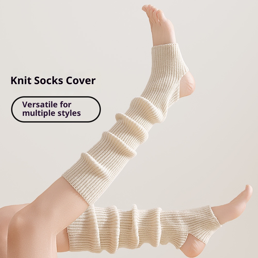 001 Calzini in pile autunno inverno coppia con pantaloni da yoga versatili da donna calzini dritti snellenti senza piede coprigambe lavorati a maglia_voghion.com