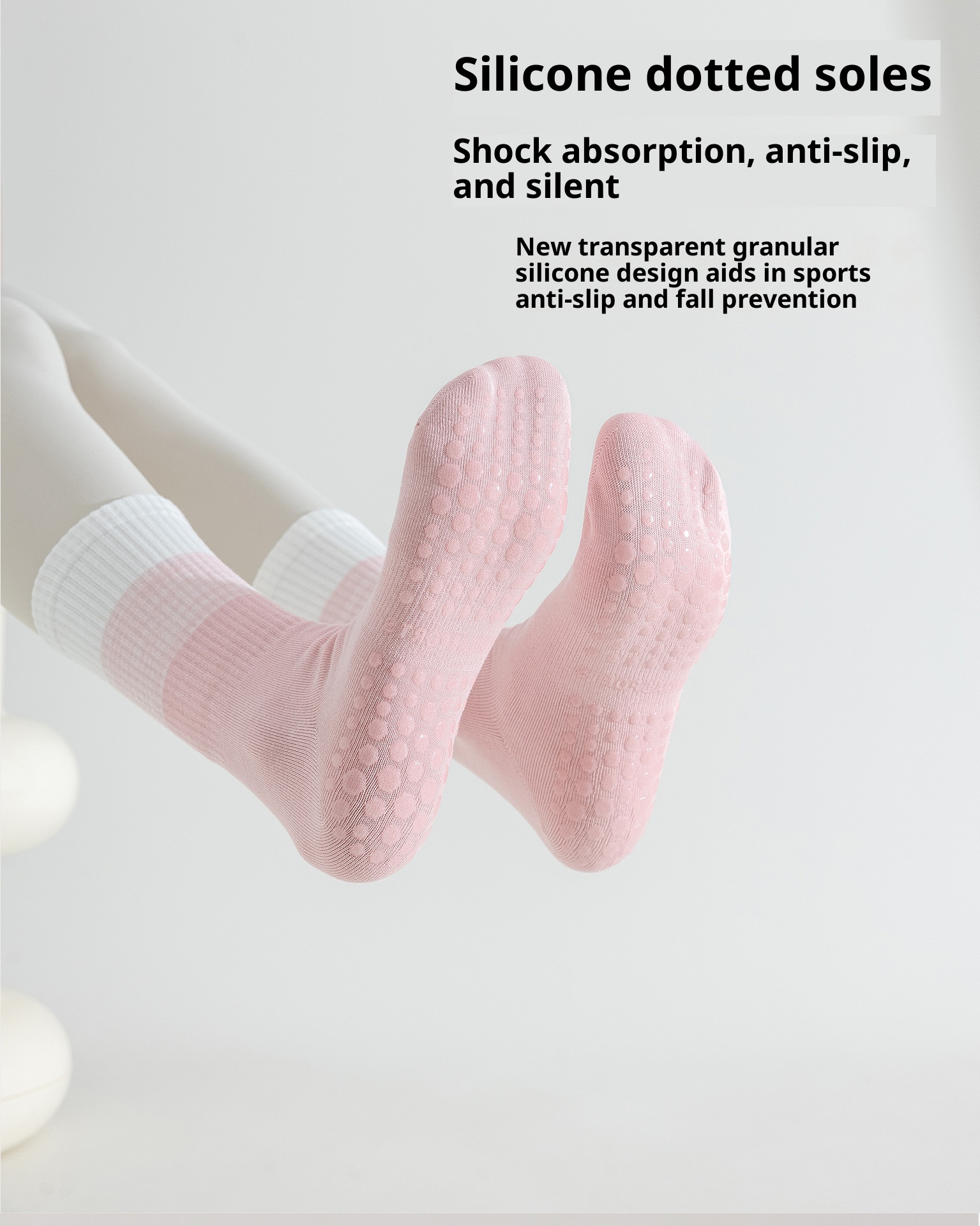Chaussettes de sport Pilates mi-mollet pour femmes, idéales pour le printemps et l'automne, le fitness, la danse et le yoga. Antidérapantes et confortables._voghion.com