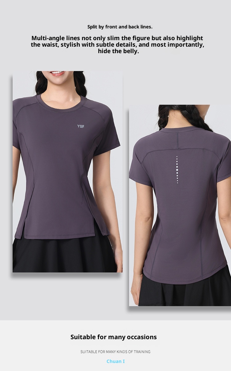 001 2025 Nuovo Yoga Pilates Training Wear Mattina Asciugatura Rapida Fitness Sport Magliette a Maniche Corte Donna_voghion.com