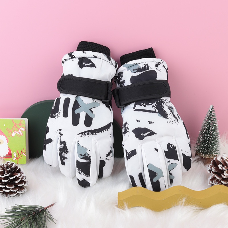 ActiveGo Winter Heren en Dames Koudebestendig Fleecegevoerd Verdikt Katoen Waterdicht Antislip Warm Fietsen Buiten Wit Graffiti_voghion.com