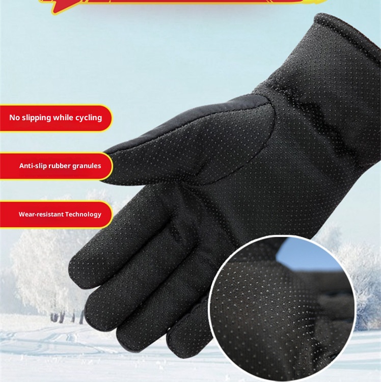 Guanti caldi ActiveGo con fodera in pile, spessi per l'inverno, da uomo, per ciclismo, all'aperto, antifreddo, grandi, da sci e moto, in cotone_voghion.com
