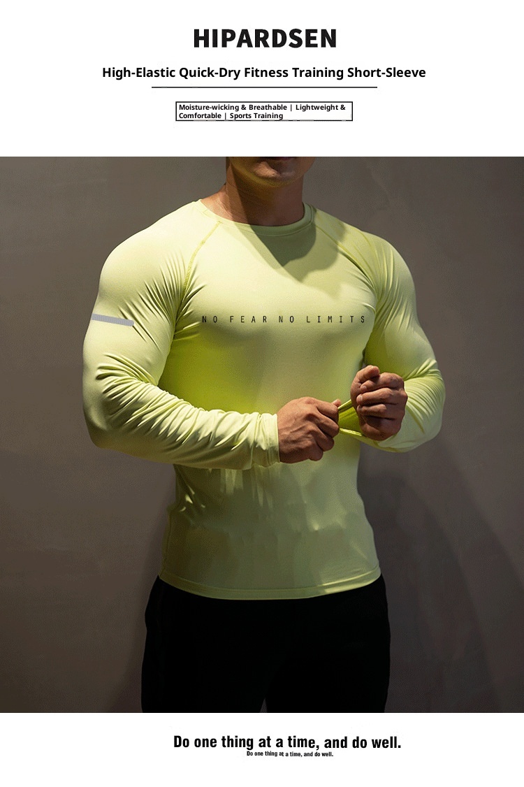 001 Men's Fitness Clothing Round Neck Long Sleeve Tight-Fitting High Elasticity Quick-Dry Sports Top Breathable T-Shirt Base_voghion.com