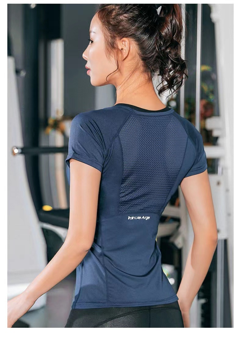 Camiseta de mujer 001, transpirable y de secado rápido, corte ajustado, ideal para entrenamiento físico, correr y yoga._voghion.com