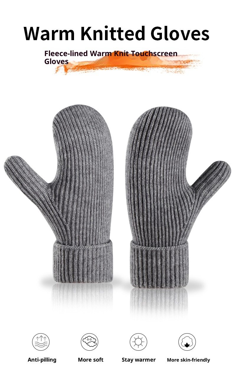 ActiveGo Women's Fleece-Lined Thick Knitted Double-Layer Warm Ski Gloves Outdoor Cycling Mittens_voghion.com