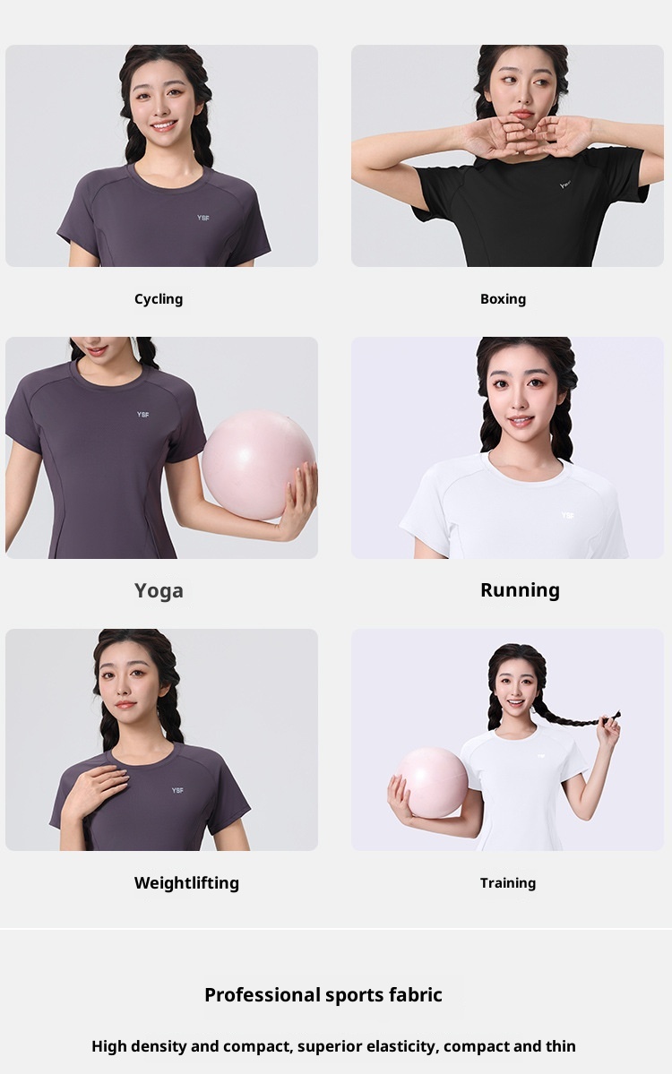 001 2025 Nuovo Yoga Pilates Training Wear Mattina Asciugatura Rapida Fitness Sport Magliette a Maniche Corte Donna_voghion.com