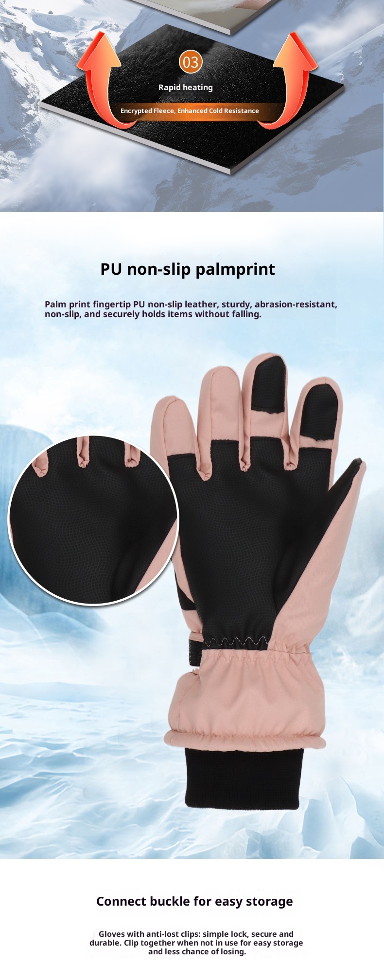 ActiveGo Outdoor Sports High-Value Couple Style Ski Thickened Fleece-Lined Warm Mountaineering Cycling Touchscreen Gloves_voghion.com