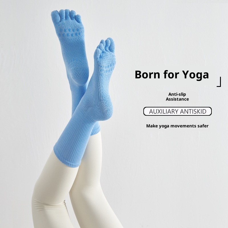 001 Foreign Trade Factory Goods Yoga Pressure Professional High Pilates Sports Point Glue Non-Slip Cotton Mid Tube Five_voghion.com