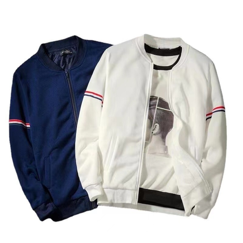 ActiveGo ActiveGo Cross-Border European And American Men's Baseball British Stand Collar Sports Suit Slim Fit Jacket Coat Jogger_voghion.com