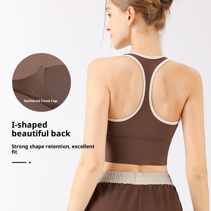 001 Sports Bra Women, Shockproof Fixed Cup Top, Fitness Shirt, Running Quick-Dry Red Bra, Yoga Vest For Spring_voghion.com