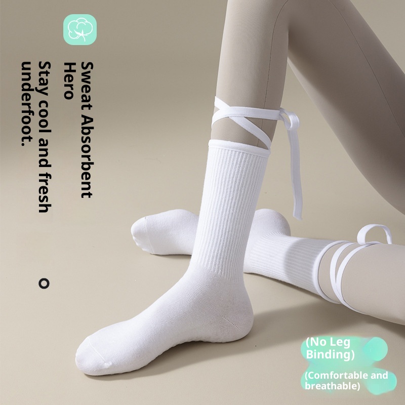 001 Calzini sportivi da yoga con lacci della serie Dopamine Color con suola antiscivolo per Pilates e danza indoor, a metà polpaccio_voghion.com