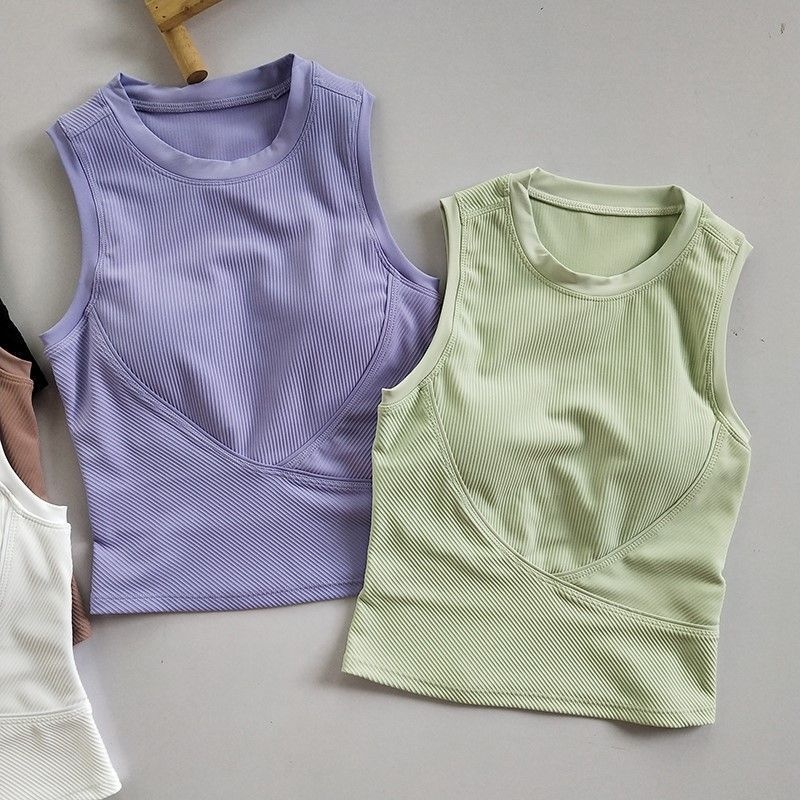 001 Camisole With Chest Pads Concealing Side Breast, Sports Vest For Women, Yoga Bra, Running Fitness Shirt, Sleeveless,_voghion.com