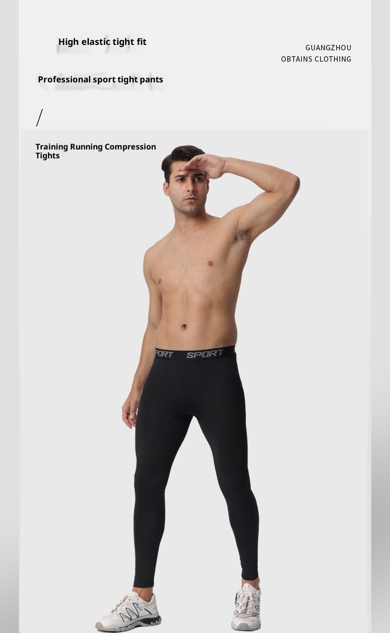 001 Pantaloni attillati da basket ad asciugatura rapida, da corsa e da yoga, da uomo, Cross-Border Spor, elastici e a compressione_voghion.com